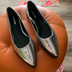 Zara Trafaluc silver flats size 41 like new no box